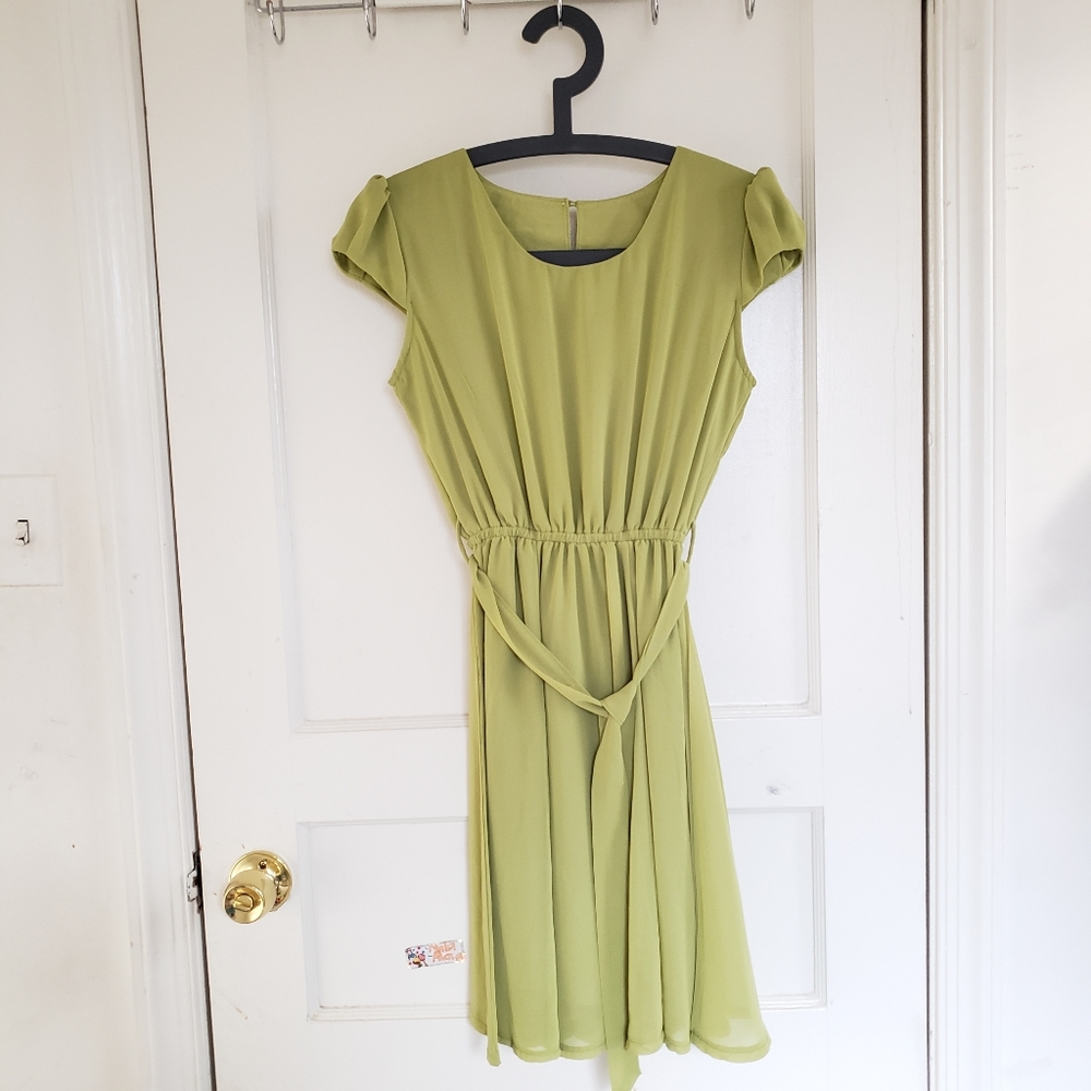 NWOT Chiffon Light Green Mini Dress - Picture 1 of 5